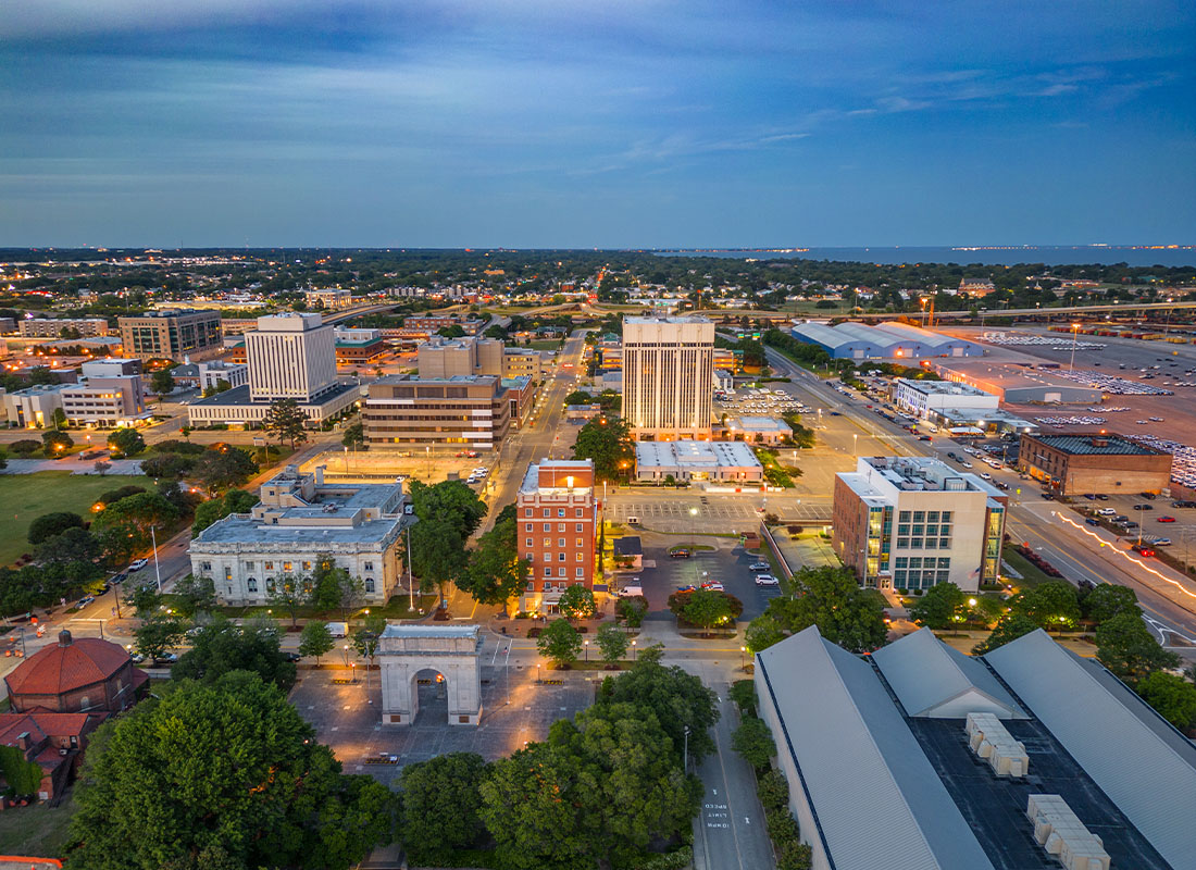 Newport News, VA - Newport News, Virginia Downtown Cityscape
